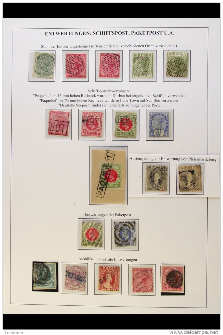 NATAL 1862-1904 POSTMARKS COLLECTION In Hingeless Mounts On A Page, Inc 1862 6d Grey (x2) With P.M. Burg Crown... - Non Classés