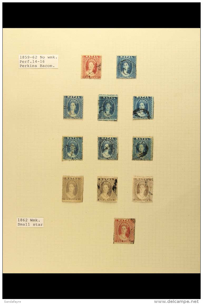 NATAL 1859 - 1867 Fine Used Collection On Pages With 1859 1d And 3d Perkins Bacon, 3d Perforation Range (6), 6d... - Non Classés