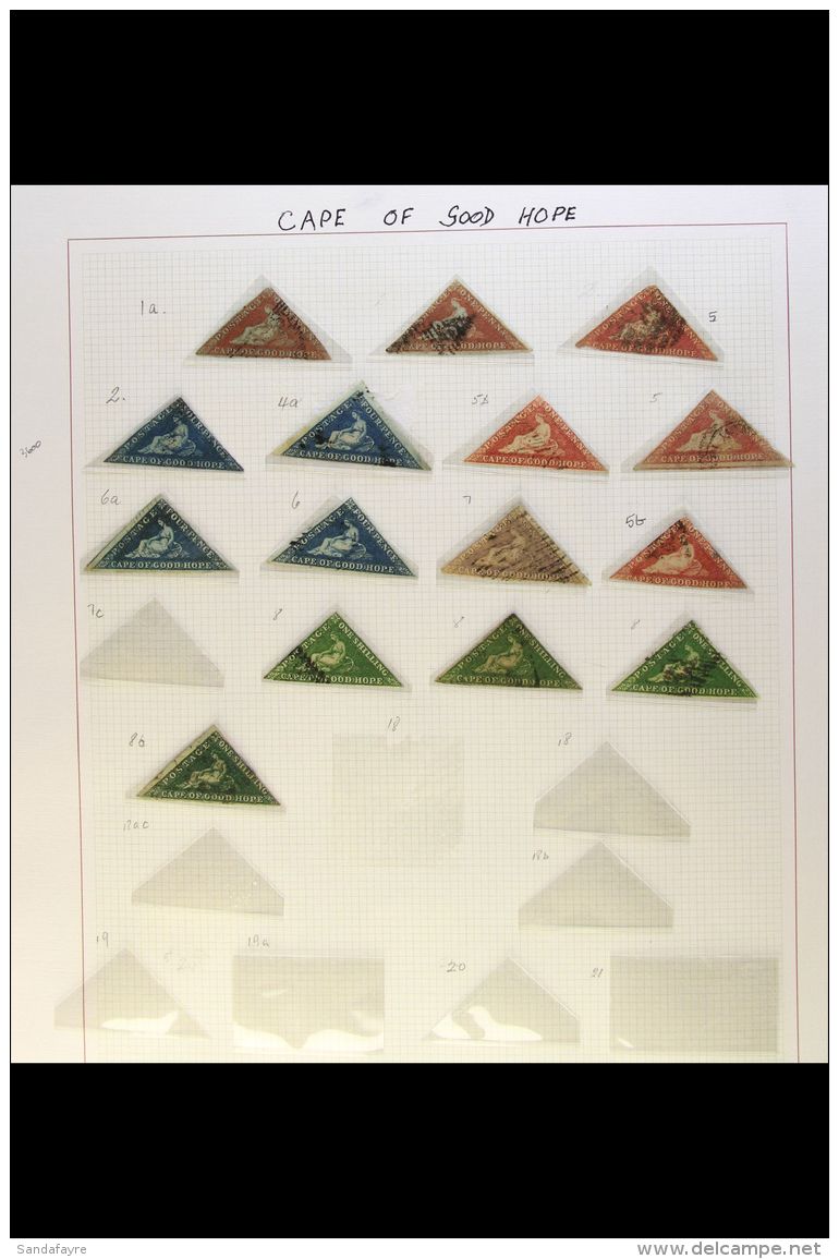 CAPE OF GOOD HOPE 1853-64  USED "TRIANGULAR" COLLECTION Presented On Album Pages. Includes 1853 1d &amp; 4d,... - Non Classés
