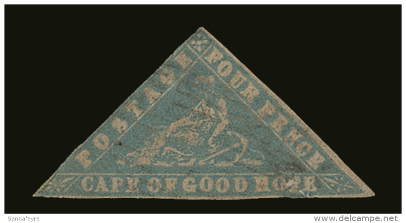 CAPE OF GOOD HOPE 1861 4d Pale Milky Blue "WOOD-BLOCK" Triangular, SG 14, Lightly Used With 2 Small Margins... - Non Classificati