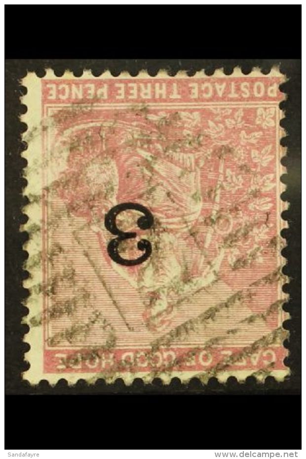 CAPE 1880 "3" On 3d Pale Dull Rose Surcharge Type 10 With WATERMARK INVERTED Variety, Used, Small Faded Spot,... - Non Classés