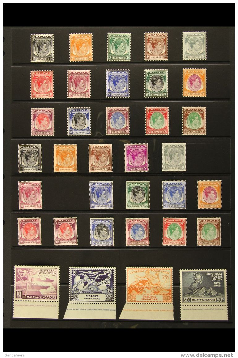 1948-52 FINE MINT KGVI COLLECTION On A Stock Pages. Includes 1948 Perf 14 Complete Set, 1948-52 Perf 17&frac12; X... - Singapour (...-1959)