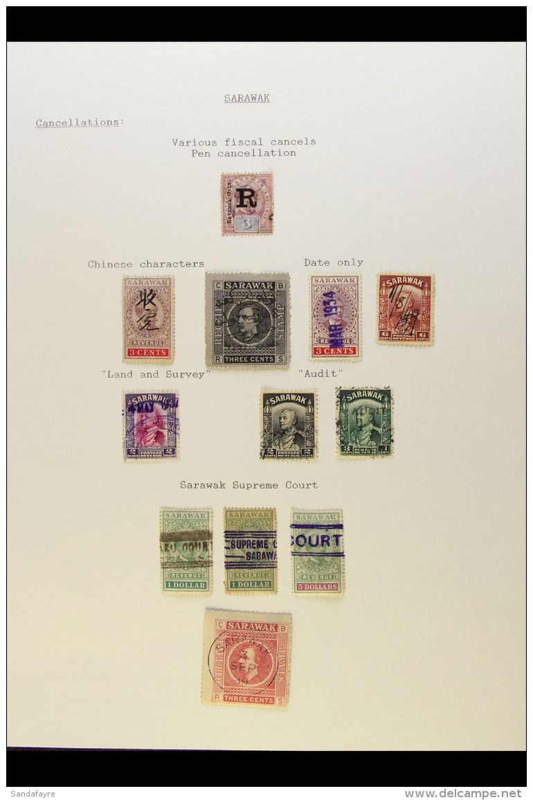 REVENUES COLLECTION On Three Album Pages, Includes The Customs 1924 50c Used; Receipt 1875-85 Sets Both Mint &amp;... - Sarawak (...-1963)