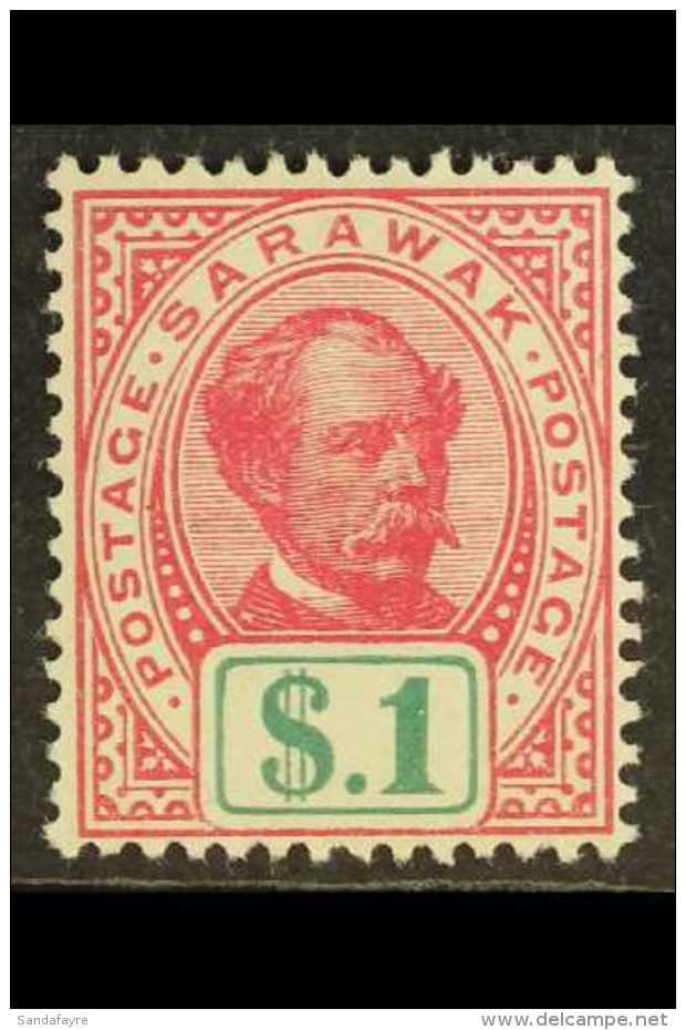 1899-1908 $1 Rose-carmine &amp; Green, No Watermark, SG 47, Very Fine Mint. For More Images, Please Visit... - Sarawak (...-1963)