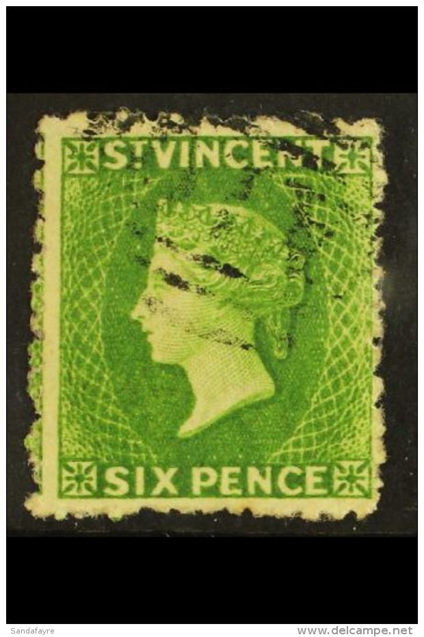 1880 6d Bright Green, Wmk Small Star, Perf 11 To 12&frac12;, SG 30, Very Fine Used. Lovely Colour. For More... - St.Vincent (...-1979)
