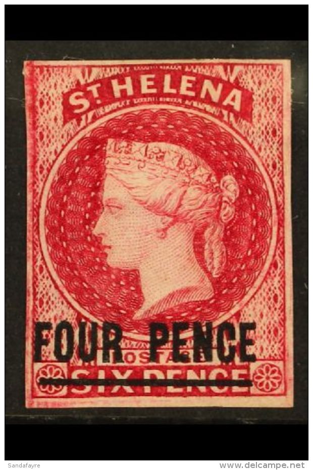 1863 4d Carmine Imperf, SG 5, Very Fine Unused No Gum, Four Good To Large Margins, A Lovely Stamp. For More... - Sainte-Hélène