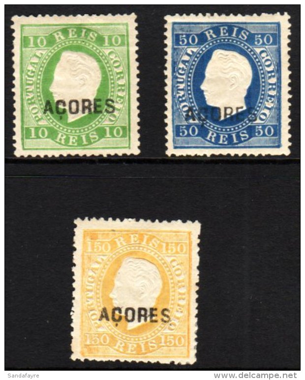 AZORES 1879-1880 King Luis New Colours Perf 13&frac12;, 10r Yellow-green, 150r Blue &amp; Light Blue And 150r... - Autres & Non Classés
