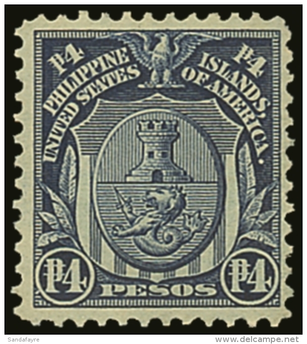 1911 4p Deep Blue, Scott 273, Fine Mint With Tiny Gum Thin. Elusive. For More Images, Please Visit... - Philippines