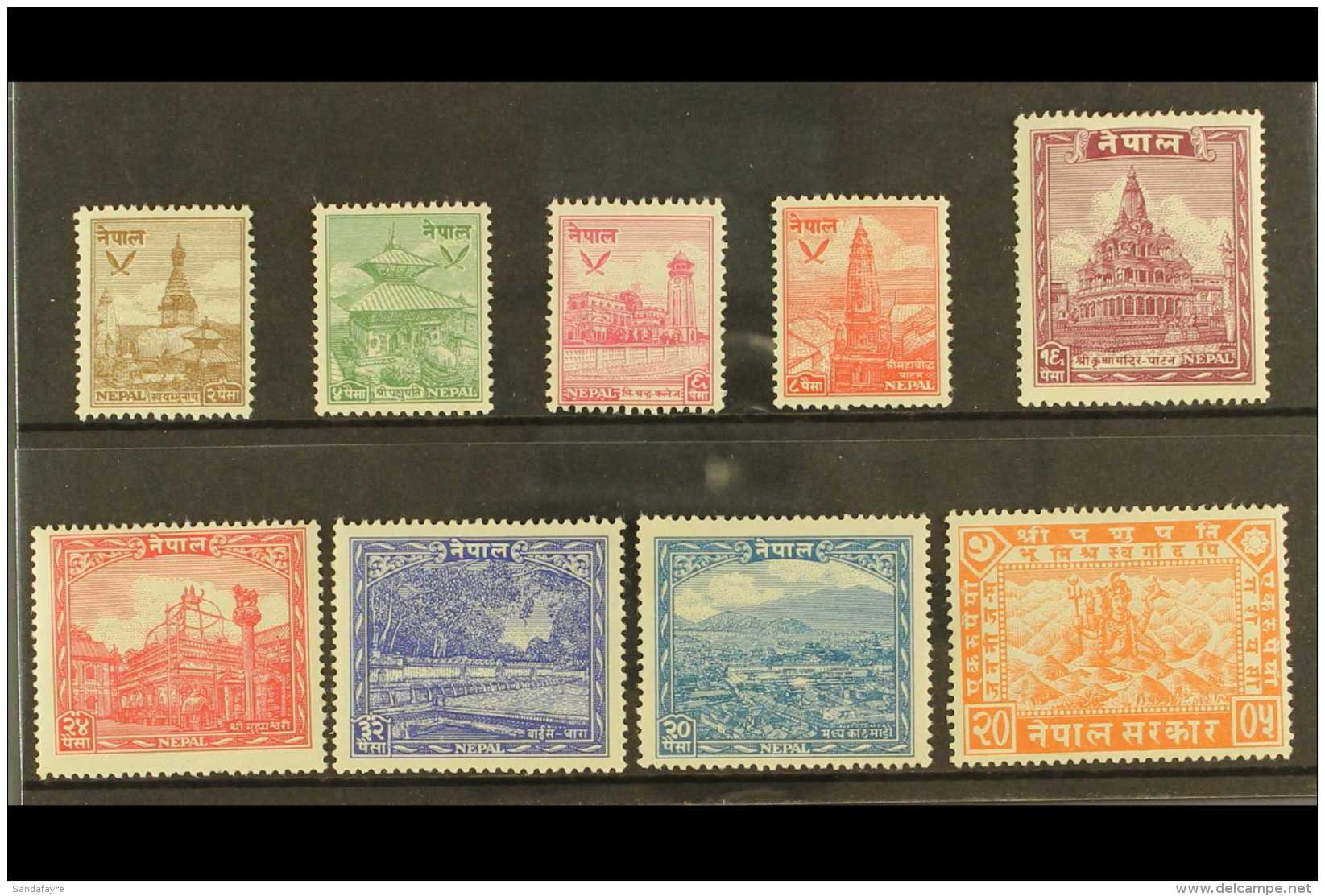 1949 Temple Set, SG 64/72, Very Fine Mint (9 Stamps) For More Images, Please Visit... - Népal