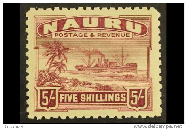 1924 5s Claret On Rough Greyish Paper, SG 38A, Never Hinged Mint. For More Images, Please Visit... - Nauru