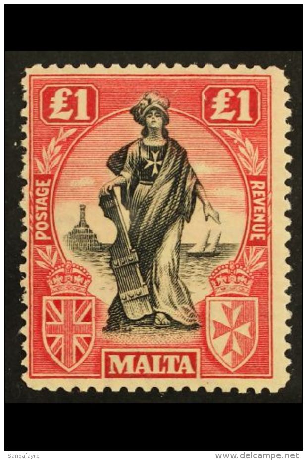 1922 &pound;1 Black And Carmine-red, Watermark Sideways, SG 139, Very Fine Mint. For More Images, Please Visit... - Malte (...-1964)
