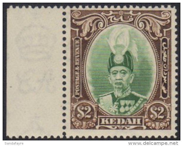 KEDAH 1937 $2 Green &amp; Brown, SG 67, Very Fine Marginal Example, Never Hinged Mint (1 Stamp) For More Images,... - Other & Unclassified