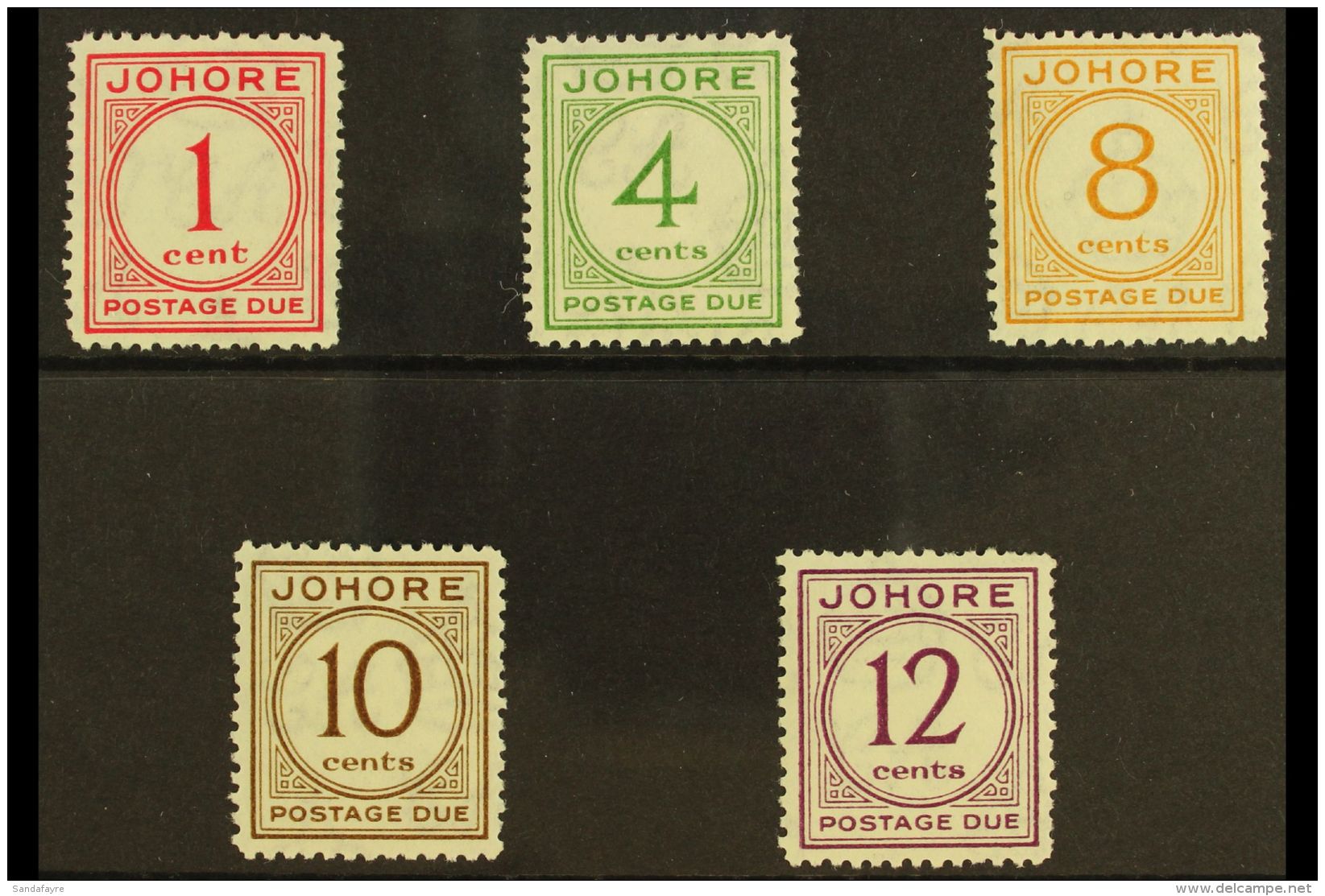 JOHORE POSTAGE DUE 1938 Complete Set, SG D1/D5, Never Hinged Mint. (5 Stamps) For More Images, Please Visit... - Other & Unclassified