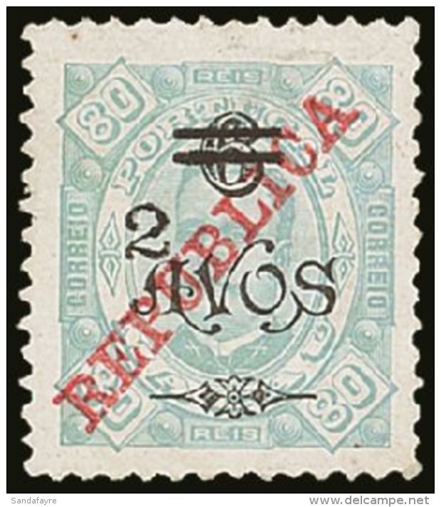 1919 2a On 6a On 80r Pale Green Local Provisional Stamp, SG 303 (Scott 257), Very Fine Unused As Issued. Scarce.... - Other & Unclassified