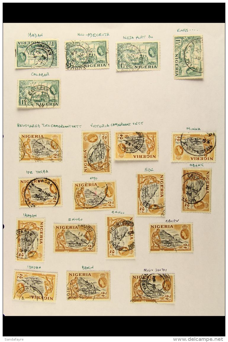 1950's POSTMARKS COLLECTION All Identified On Album Pages, Very Fine Used With Clear Cancels With Everything From... - Nigeria (...-1960)