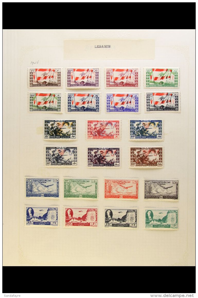 1946-1952 VERY FINE MINT COLLECTION On Leaves, ALL DIFFERENT, Inc 1946 Victory With 'V' Set Inc Airs, 1946... - Liban