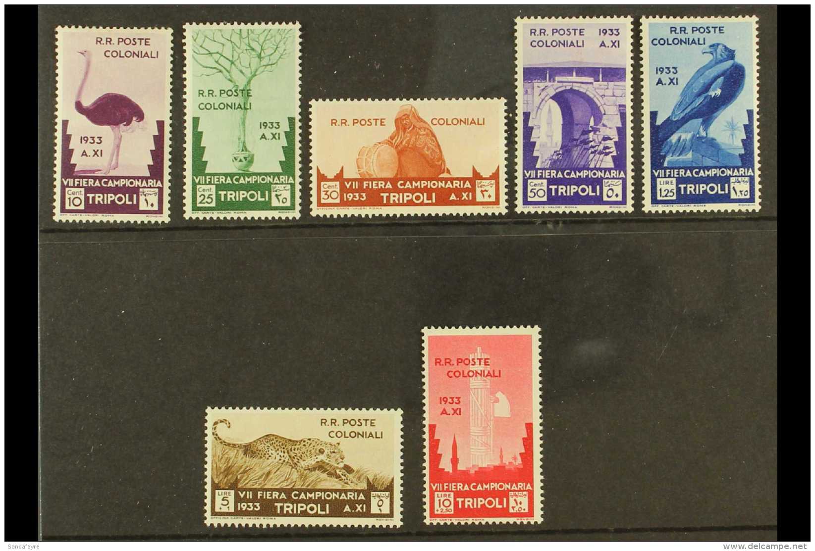 LIBYA 1933 Seventh Tripoli Fair Postage Set Complete, Sassone 118/24, Fine Mint, Cat &euro;500 (&pound;425)  (7... - Autres & Non Classés