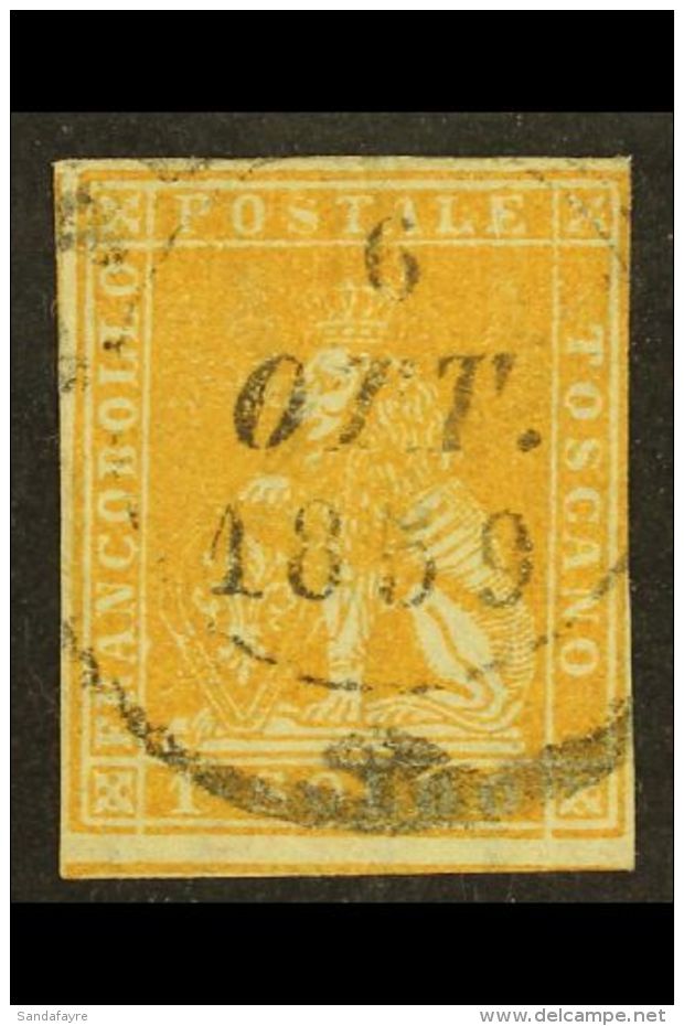 TUSCANY 1857 1s Bright Ochre, Wmk Vertical Lines, Sass 11a, Very Fine Used With Three Clear Margins, Just Touches... - Non Classés