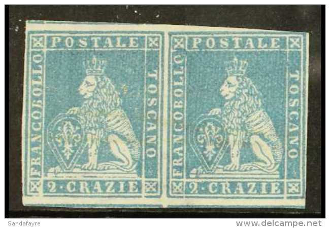 TUSCANY 1851 2cr Blue On Grey, Sass 5, Mint Pair, Without Gum, Close To Large Margins And Lovely Bright Colour.... - Non Classificati