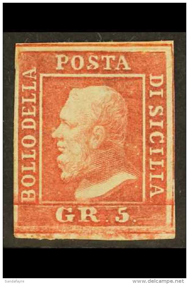 SICILY 1859 5gr Carmine Red, Sass 9, Very Fine Mint Og With Large Margins All Round And Full Colour. Cat... - Non Classificati