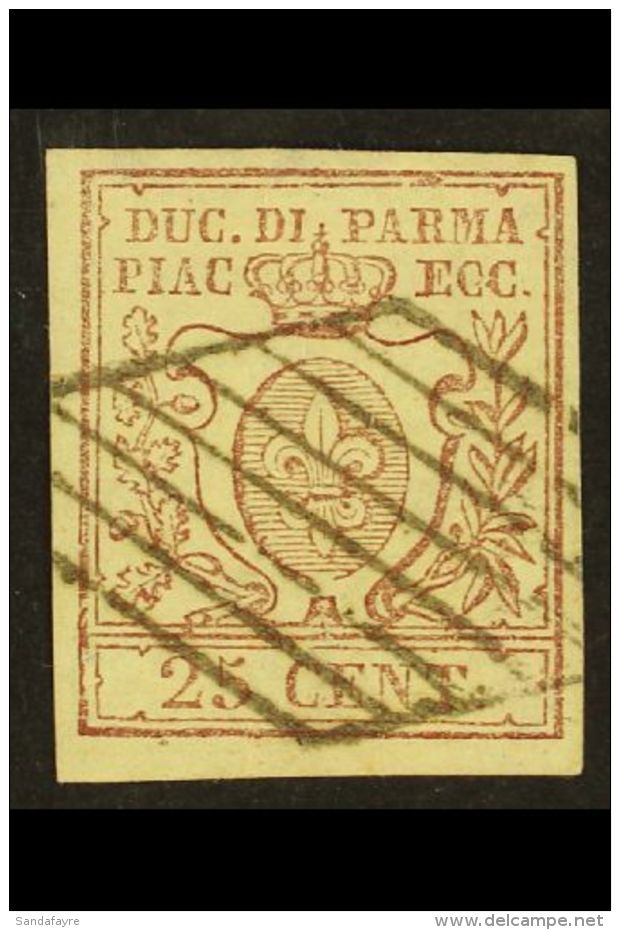 PARMA 1857-59 25c Brown Lilac , Sass 10, Very Fine Used, Barred Diamond Cancel. Lovely Stamp, Cat &euro;350... - Non Classés