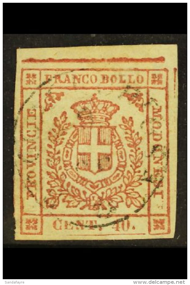 MODENA 1859 40c Pale Rose, Sassone 17,used Example From The Top Row Of The Pane Showing Upper Frame Line In... - Non Classificati