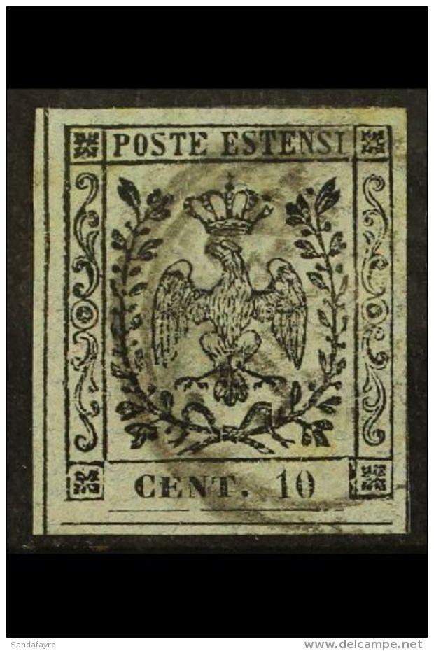 MODENA 1857 'Newspaper Tax' 10c Black On Grey Lilac, Sass 4, Fine Used, Light Circular Cancel, Four Margins. Cat... - Unclassified