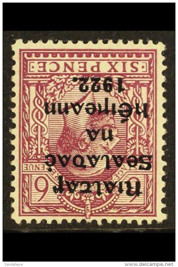 1922 WATERMARK VARIETY NEW DISCOVERY. 1922 6d Reddish Purple With WATERMARK INVERTED &amp; REVERSED, SG 14y, Very... - Other & Unclassified