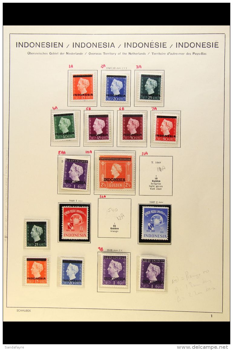 1948-1949 NEVER HINGED MINT COLLECTION In Hingeless Mounts On Leaves, ALL DIFFERENT, Inc 1948-49 Opts Set To... - Indonésie