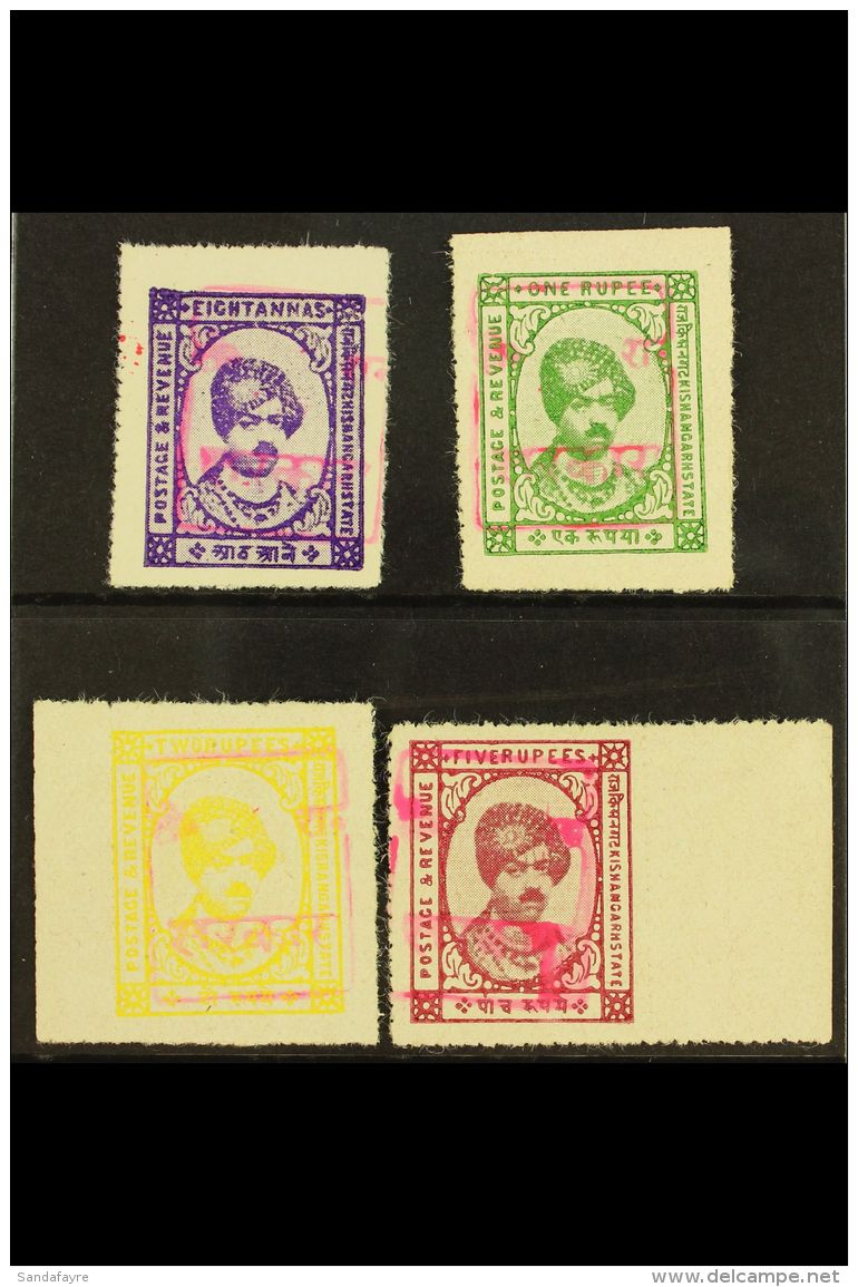 RAJASTHAN 1948 8a To 5r Boxed Violet Ovpt On Kishangarh, SG 51/4, Very Fine Mint. (4 Stamps) For More Images,... - Autres & Non Classés