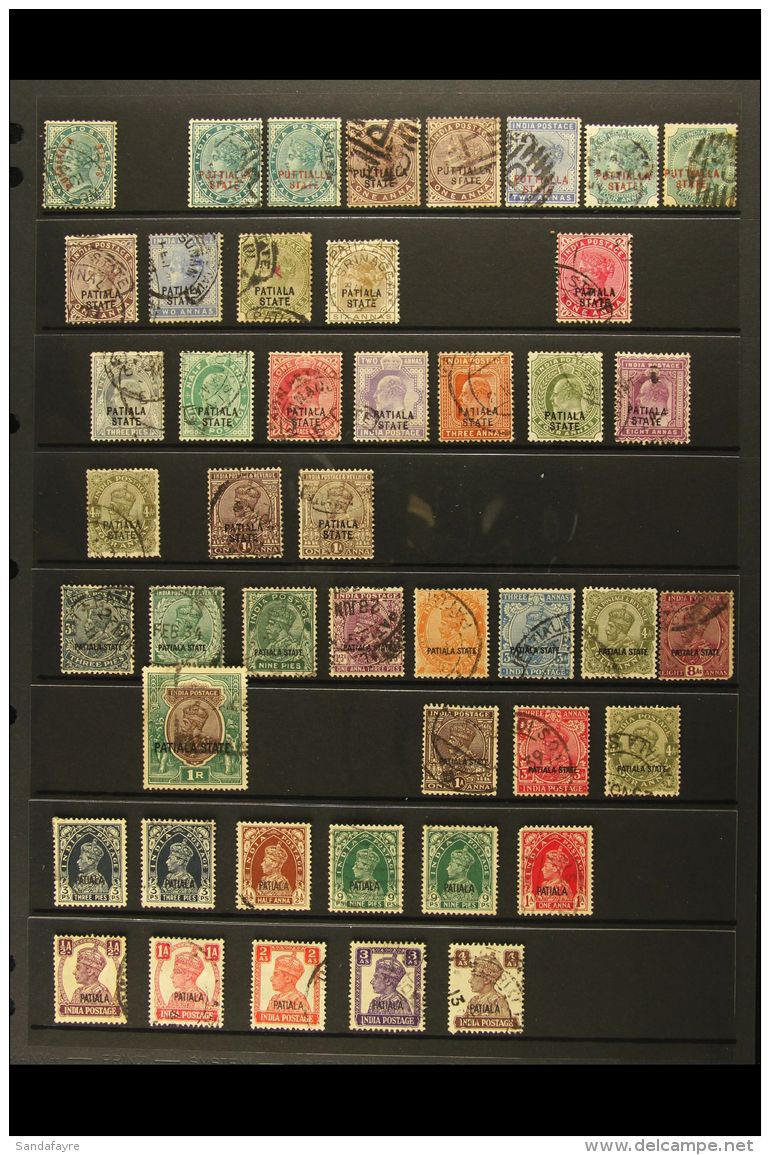 PATIALA 1884-1946 USED COLLECTION On A Pair Of Stock Pages. Ranges Include QV To 6a, KEVII To 1r, KGV To 2r, KGVI... - Sonstige & Ohne Zuordnung