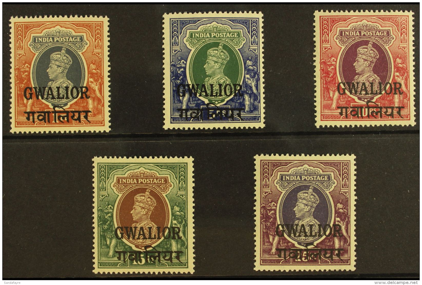 GWALIOR 1938-48 NEVER HINGED MINT KGVI High Values Range To 25r Including 1r (SG 112) &amp; 5r To 25r (SG... - Sonstige & Ohne Zuordnung