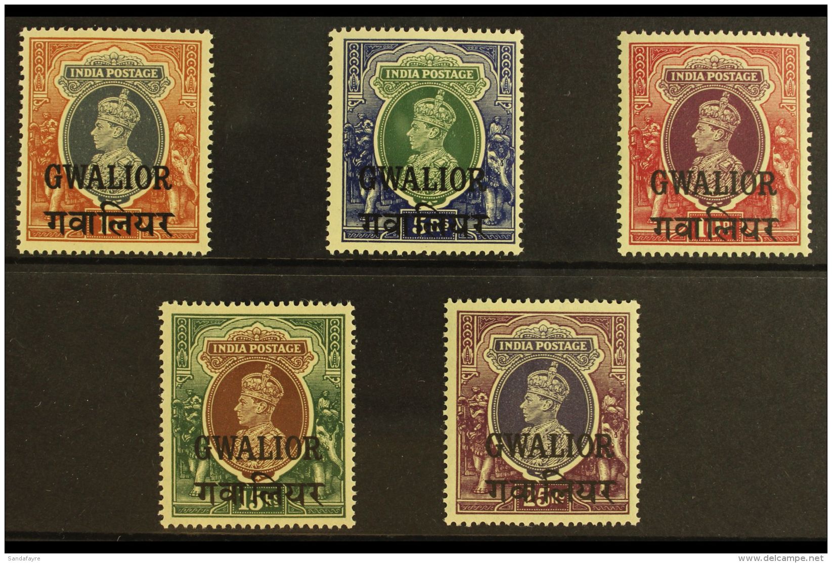 GWALIOR 1938-48 NEVER HINGED MINT KGVI High Values Range To 25r Including 1r (SG 112) &amp; 5r To 25r (SG... - Sonstige & Ohne Zuordnung