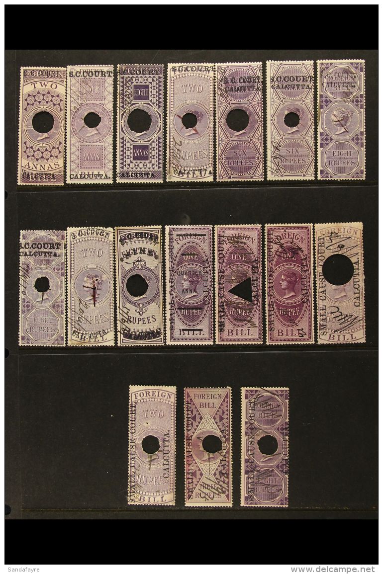 REVENUE STAMPS - SMALL CAUSE COURT CALCUTTA Strong Range Of Overprints On Foreign Bill (Tall QV Types) With... - Autres & Non Classés