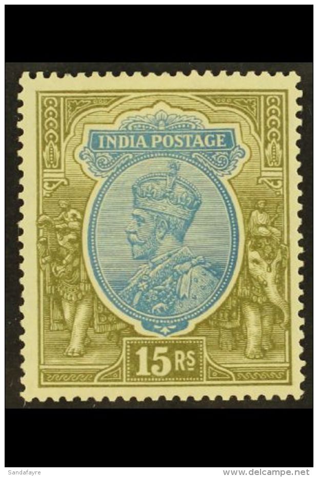 1926-33 15R Blue And Olive, Wmk Multiple Stars Upright, SG 218, Very Fine Mint.  For More Images, Please Visit... - Altri & Non Classificati