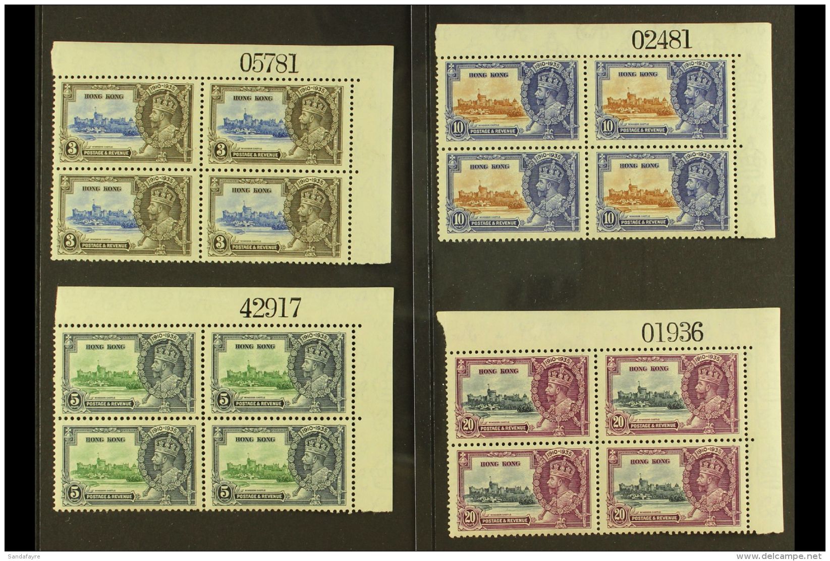 1935 JUBILEE BLOCKS WITH SHEET NUMBERS 1935 Silver Jubilee Complete Set, SG 133/136, As Fine Mint Matching Top... - Sonstige & Ohne Zuordnung