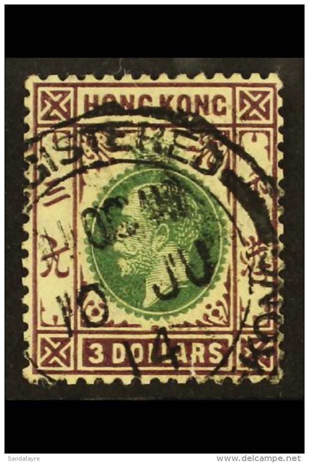 1913 &pound;3 Green And Purple Geo V, SG 114, Very Fine Used With Neat Registered Cancel. For More Images, Please... - Sonstige & Ohne Zuordnung