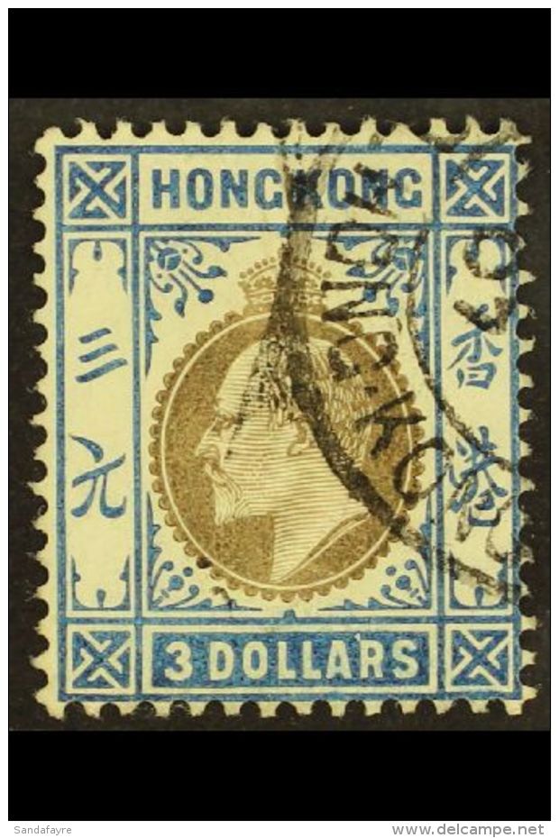 1904 $3 Slate And Dull Blue, Wmk MCA, Ed VII, SG 88, Very Fine Used With Part Registered Cancel. For More Images,... - Sonstige & Ohne Zuordnung