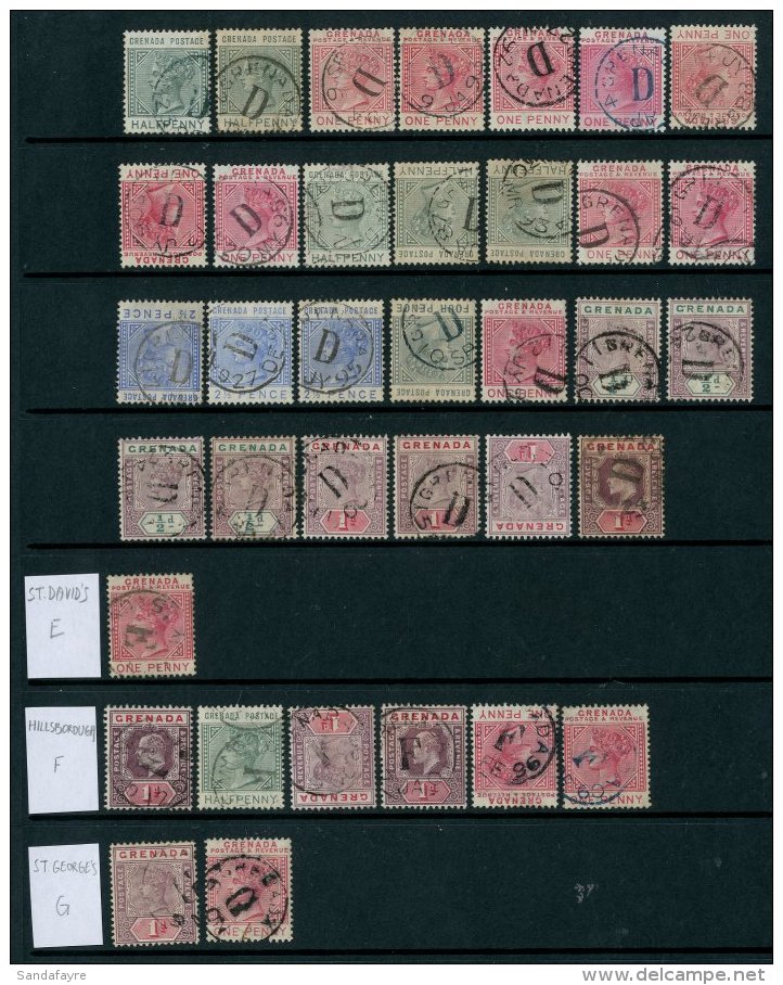 QV &amp; KEVII "PARISH POSTMARKS" COLLECTION An Attractive Selection, Neatly Presented On Stock Pages. We See An... - Grenada (...-1974)