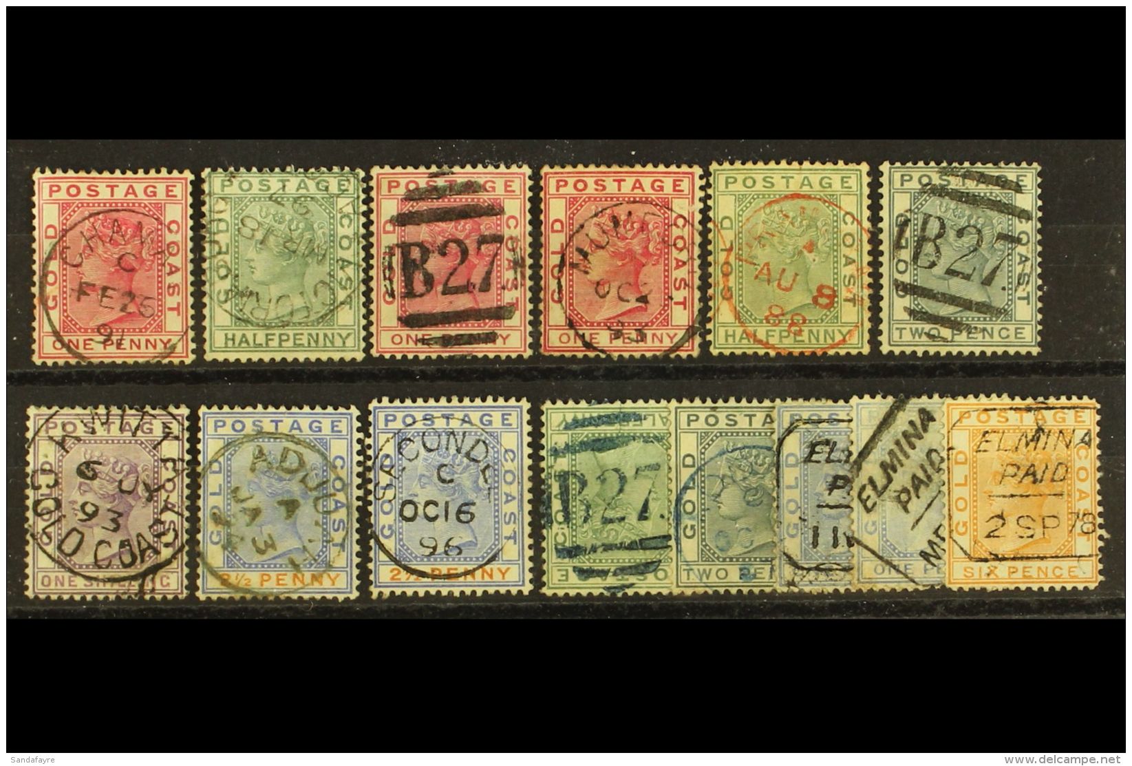 CANCELLATIONS Small But Attractive Group Of QV Stamps Selected For Cancellations Including "B27" In Red And Black,... - Côte D'Or (...-1957)