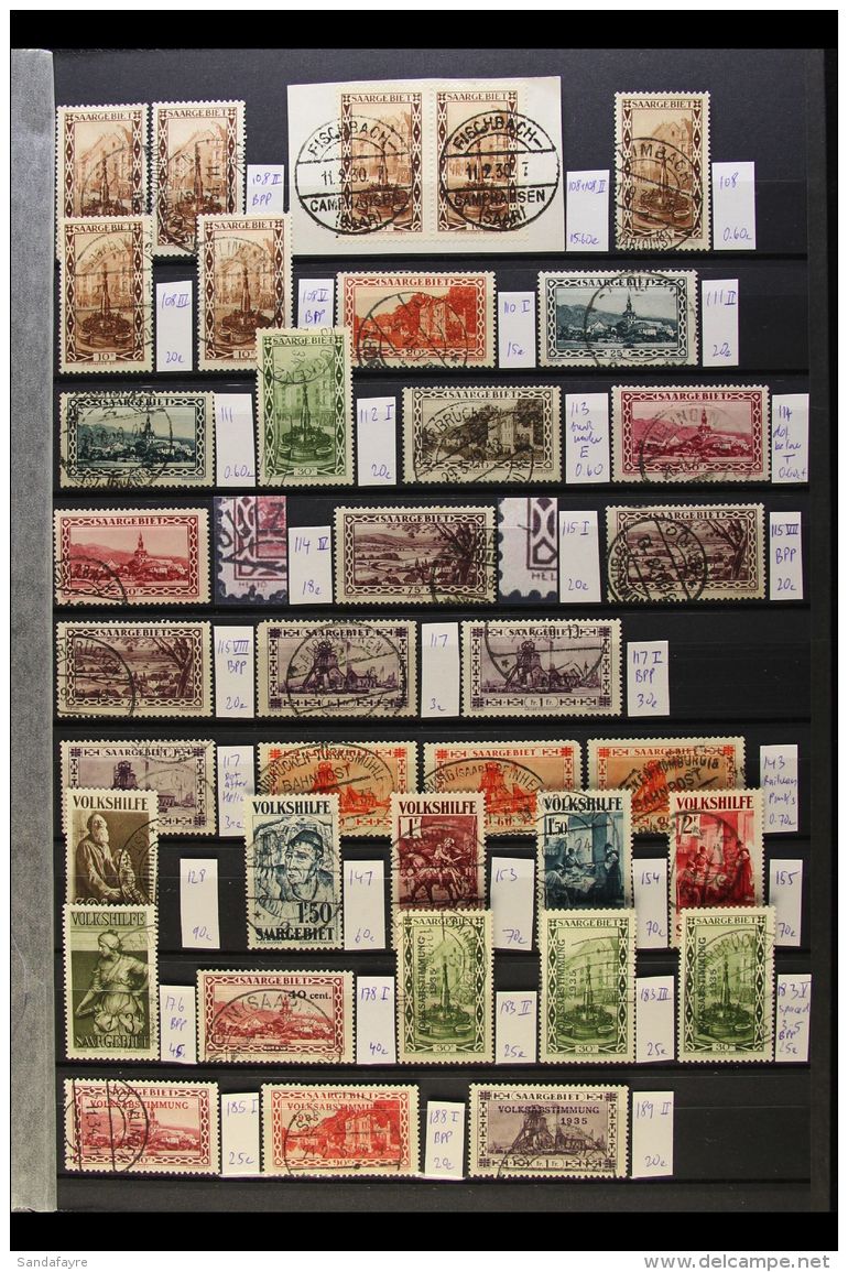 1926-1934 VARIETIES, PLATE FLAWS &amp; BETTER ITEMS. An Interesting Very Fine Used Collection On A Two-sided Stock... - Other & Unclassified