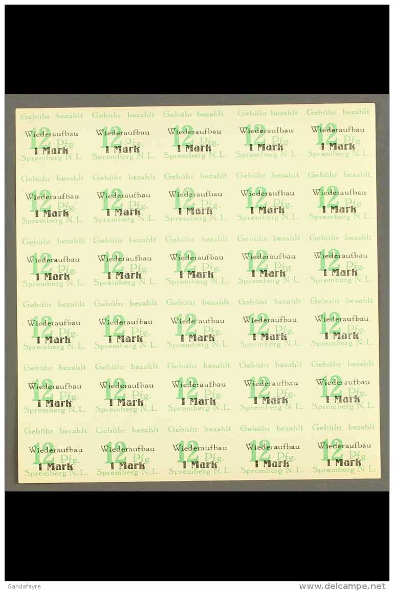 SPREMBERG 1946 (Apr) 12pf+1m Green Overprint Imperf, Michel 22 B, Never Hinged Mint COMPLETE SHEET Of 30 Showing... - Other & Unclassified