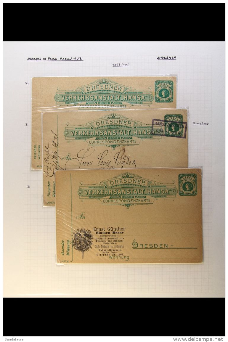 PRIVATE LOCAL POSTS - POSTAL STATIONERY DRESDEN (HANSA) 1887-95 Extensive Unused Or Used Collection Mostly Of... - Other & Unclassified