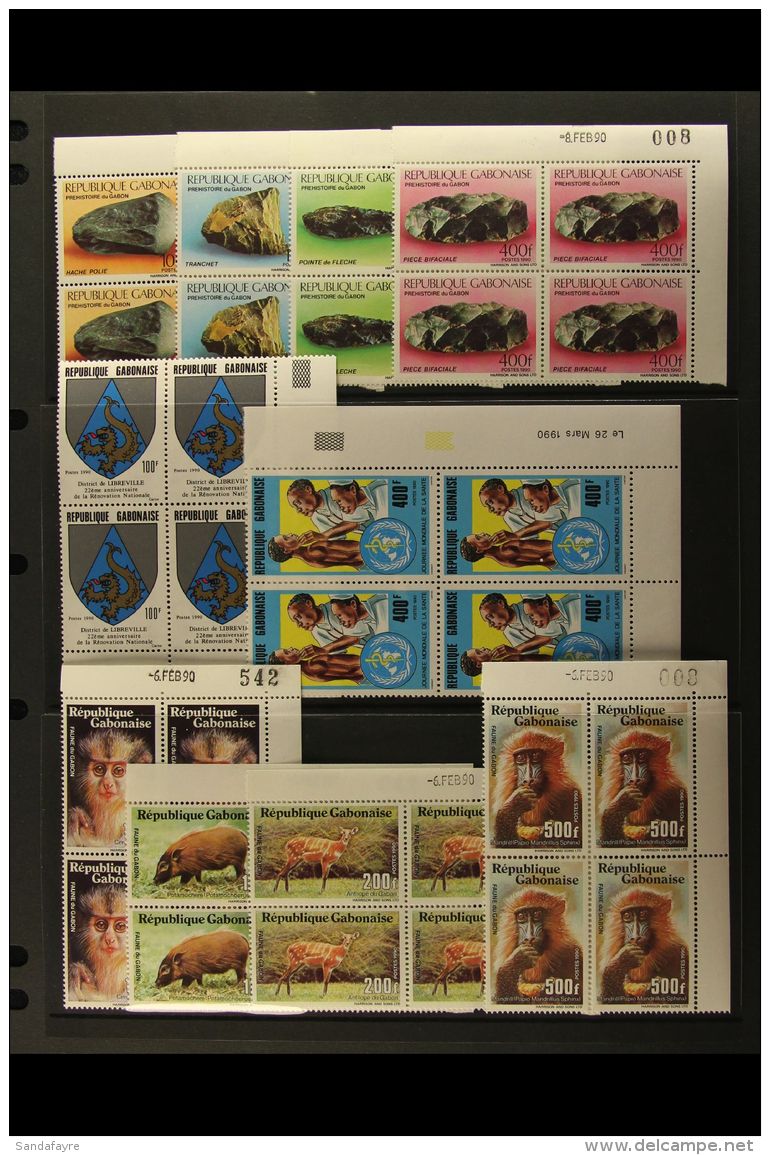 1990 NEVER HINGED MINT BLOCKS OF 4 A Virtually Complete Run For The Year, Mostly As Corner Date Blocks Of 4 (no... - Altri & Non Classificati