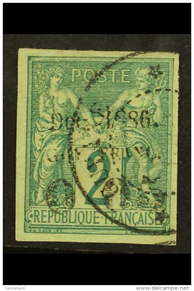 FRENCH GUYANA 1886 0.05 On 2c Green Imperf, Yv 1b, Superb Used. Rare Stamp. For More Images, Please Visit... - Autres & Non Classés