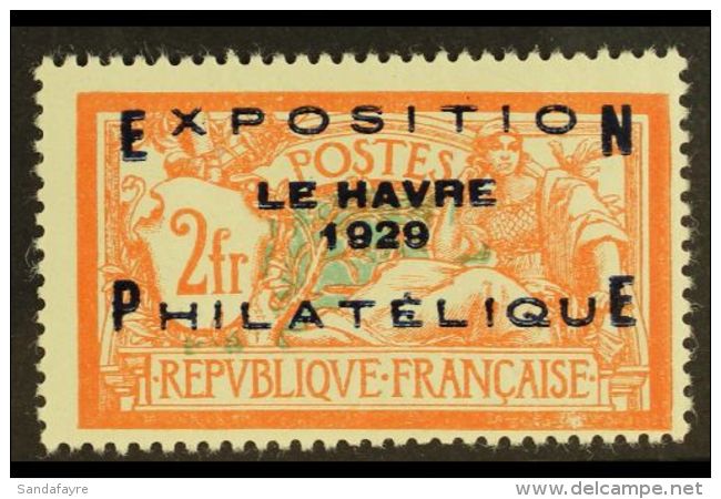 1929 2f Red &amp; Blue-green Le Havre Philatelic Exhibition Overprint (Yvert 257A, SG 470), Fine Mint, Centered To... - Autres & Non Classés