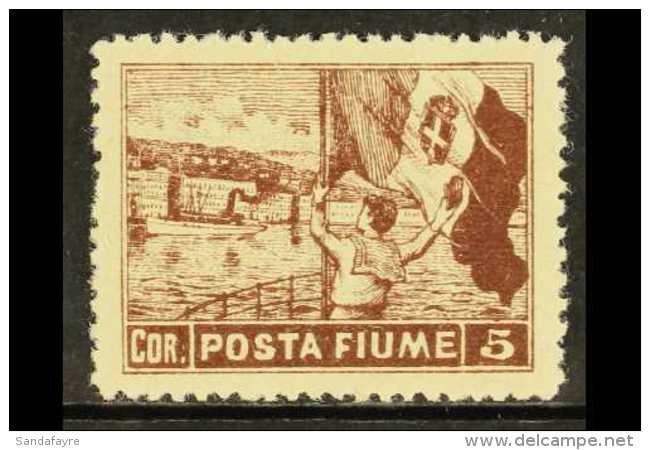 1919 Unissued 5c Brown Boy &amp; Flag, Perf 12&frac12;-13, Sass 61 II, Fine Mint. Scarce! For More Images, Please... - Fiume
