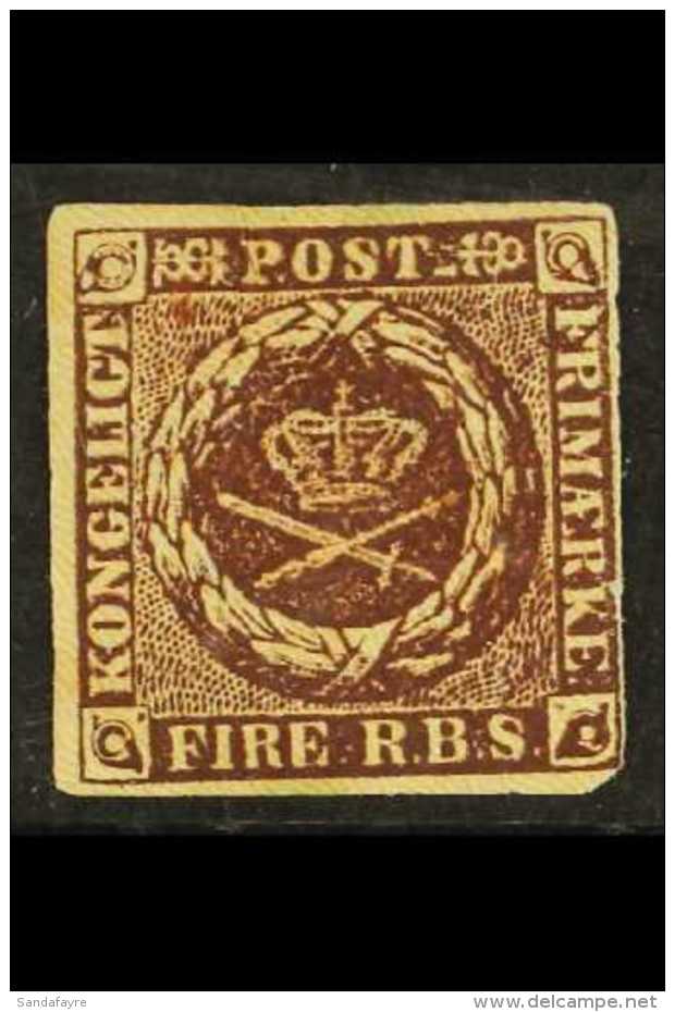 1851-4 4 R.B.S. Purple-brown, Thiele Printing, Orange-brown Burlage, SG 4, Unused, No Gum, Three Margins, Design... - Altri & Non Classificati