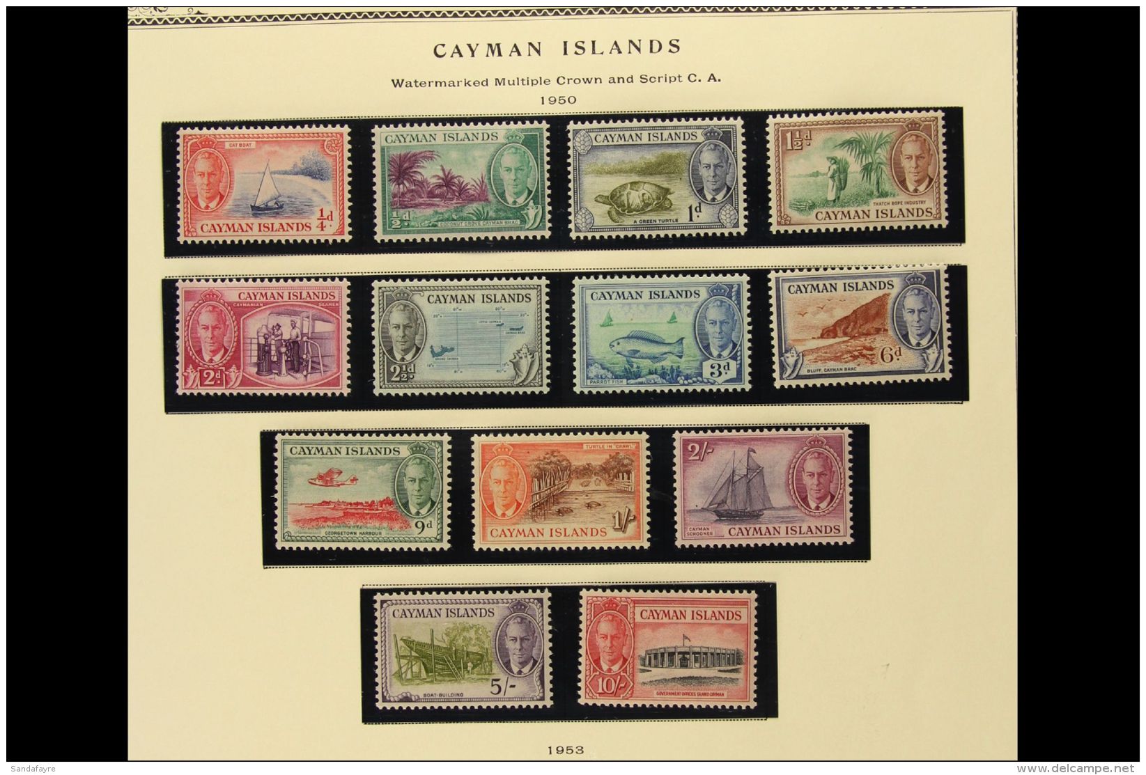 1937-52 MINT KGVI COLLECTION On Printed Pages. A Complete "Basic" Collection, SG 112/147, Super Condition (38... - Iles Caïmans