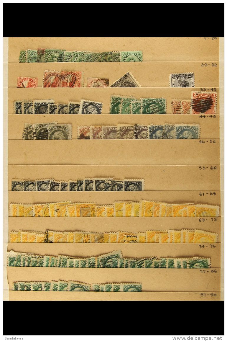 1859-1940's OLD USED RANGES On Stock Pages &amp; Leaves, Inc 1859 To 12&frac12;c (x12), 1868-90 Large Queens... - Altri & Non Classificati